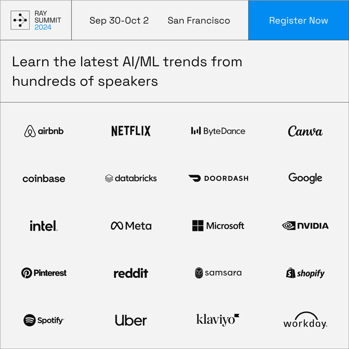 What do Mira Murati (CTO of OpenAI), Marc Andreessen, and I have in common? We’ll all be at #RaySummit2024 😎 Join us (and hundreds of other AI leaders) in San Francisco from September 30-October 2nd. Save your spot today at raysummit.anyscale.com.

If you are a fan of #Ray or