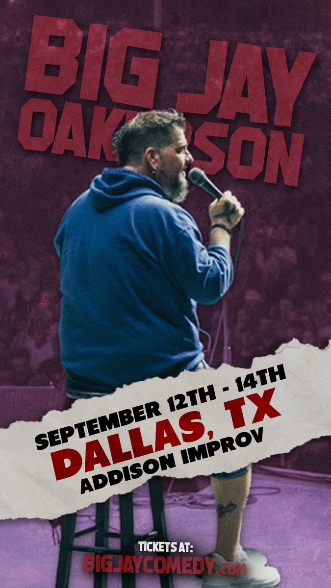 Big Jay Oakerson (@bigjayoakerson) on Twitter photo DALLAS!!!!!
I’m gonna be at the <a href="/AddisonImprov/">Addison Improv</a> September 12-14! These are going to be epic!! See you there Texas!
Ticket link here: improvtx.com/addison/comic/… DALLAS!!!!!
I’m gonna be at the <a href="/AddisonImprov/">Addison Improv</a> September 12-14! These are going to be epic!! See you there Texas!
Ticket link here: improvtx.com/addison/comic/…