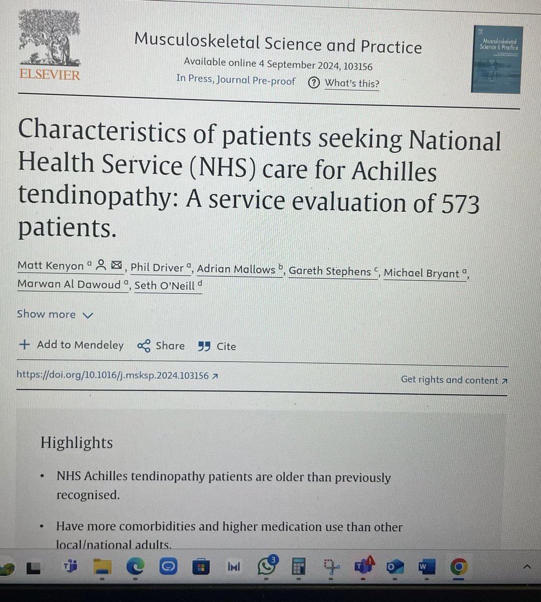 Great work being done at ELHT MSK service on NHS patients with Achilles Tendinopathy