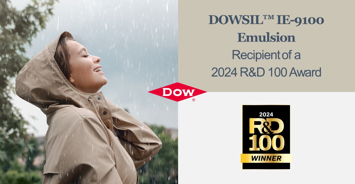 dowsilicones's tweet image. DOWSIL™ IE-9100 Emulsion received a 2024 #RD100 Award! It is composed of 81% #biobased material and offers exceptional, long-lasting water repellency, ideal for outdoor and performance clothing. Subscribe for our events and updates to learn more.
dow.inc/4g5QOFw