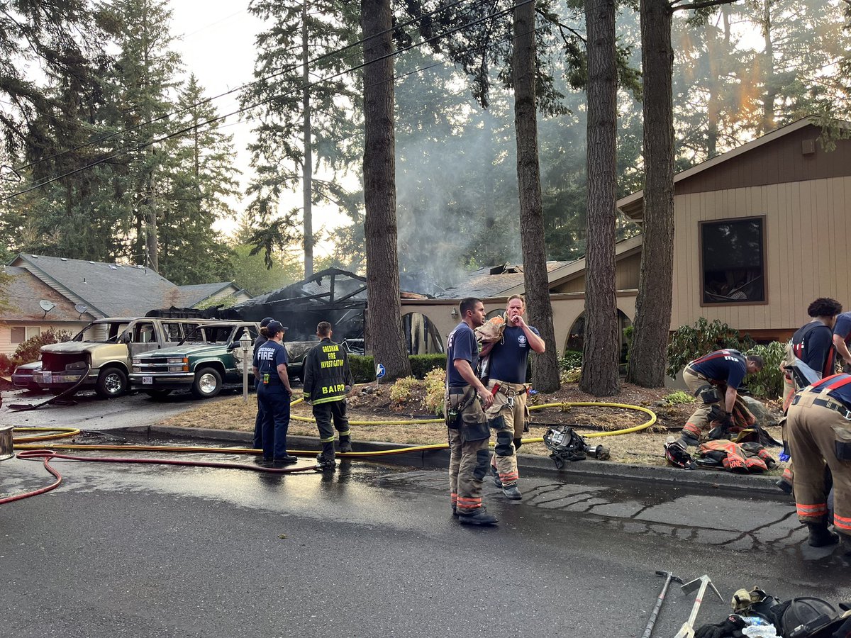 Gresham Fire on scene of a house fire at 176th and Flanders. Crews tell me an elderly couple lived here and got out of the home. Garage is destroyed and extensive damage to the house. Crews will be on scene through the morning. <a href="/fox12oregon/">FOX 12 Oregon</a>