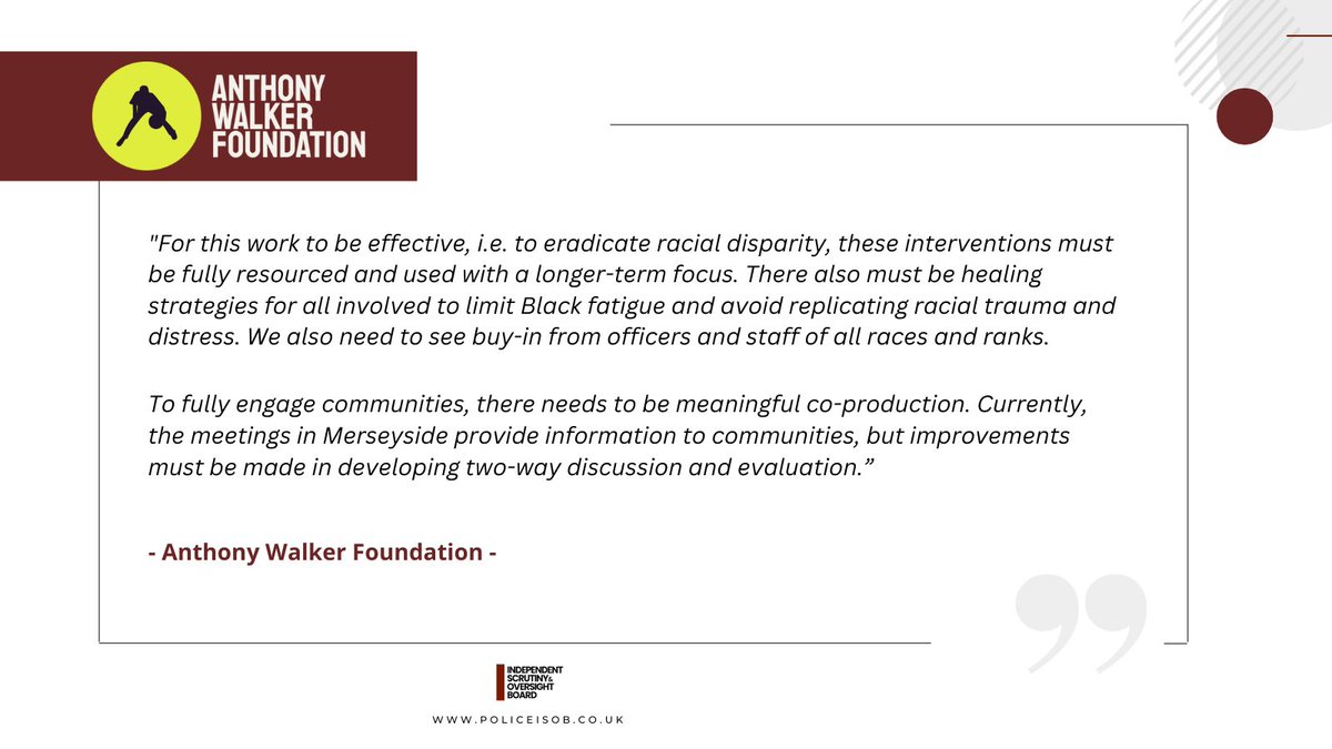 Independent Scrutiny & Oversight Board (@policeisob) on Twitter photo We're spotlighting contributors to our latest annual report. Discover insights from The Anthony Walker Foundation <a href="/awf_liverpool/">Anthony Walker Foundation</a> and other contributors in our latest report:
policeisob.co.uk/annual-reports We're spotlighting contributors to our latest annual report. Discover insights from The Anthony Walker Foundation <a href="/awf_liverpool/">Anthony Walker Foundation</a> and other contributors in our latest report:
policeisob.co.uk/annual-reports