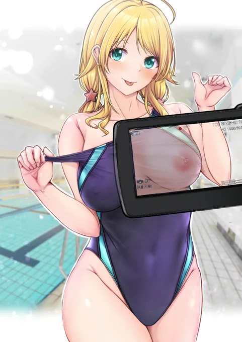 競泳水着×透けるカメラアプリ