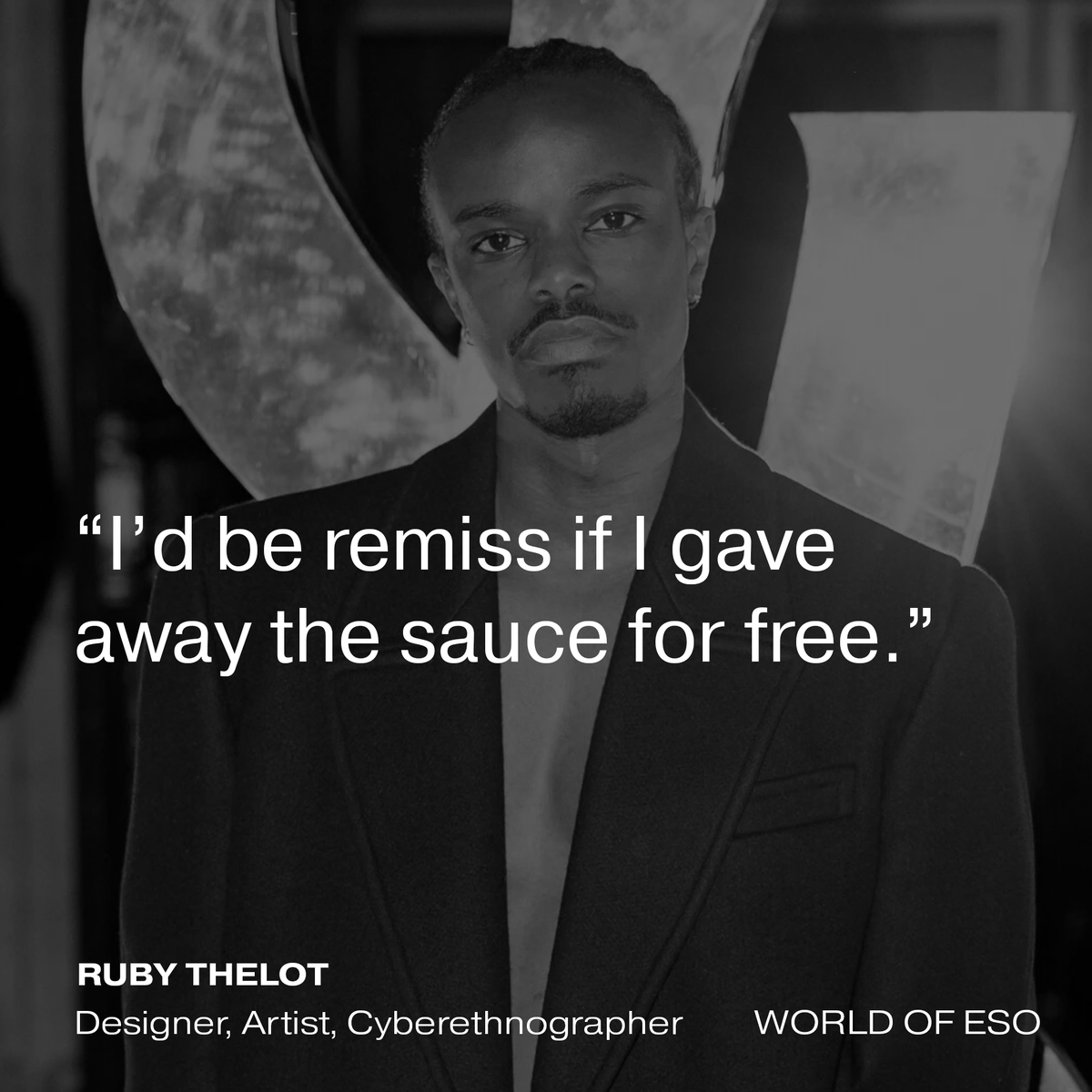 edmond (@nstlgiaxpress) on Twitter photo NOW LIVE ON WORLD OF ESO
NYU Professor, designer and prolific purveyor of 'The Sauce', Ruby Thelot (<a href="/being_on_line/">ruby justice thelot</a>), talks to me about memory, taste, the death of the critic, and what it all means.
In New York on Tuesday 10 September? Catch Ruby at 'Hyper-Optimization: Creative NOW LIVE ON WORLD OF ESO
NYU Professor, designer and prolific purveyor of 'The Sauce', Ruby Thelot (<a href="/being_on_line/">ruby justice thelot</a>), talks to me about memory, taste, the death of the critic, and what it all means.
In New York on Tuesday 10 September? Catch Ruby at 'Hyper-Optimization: Creative