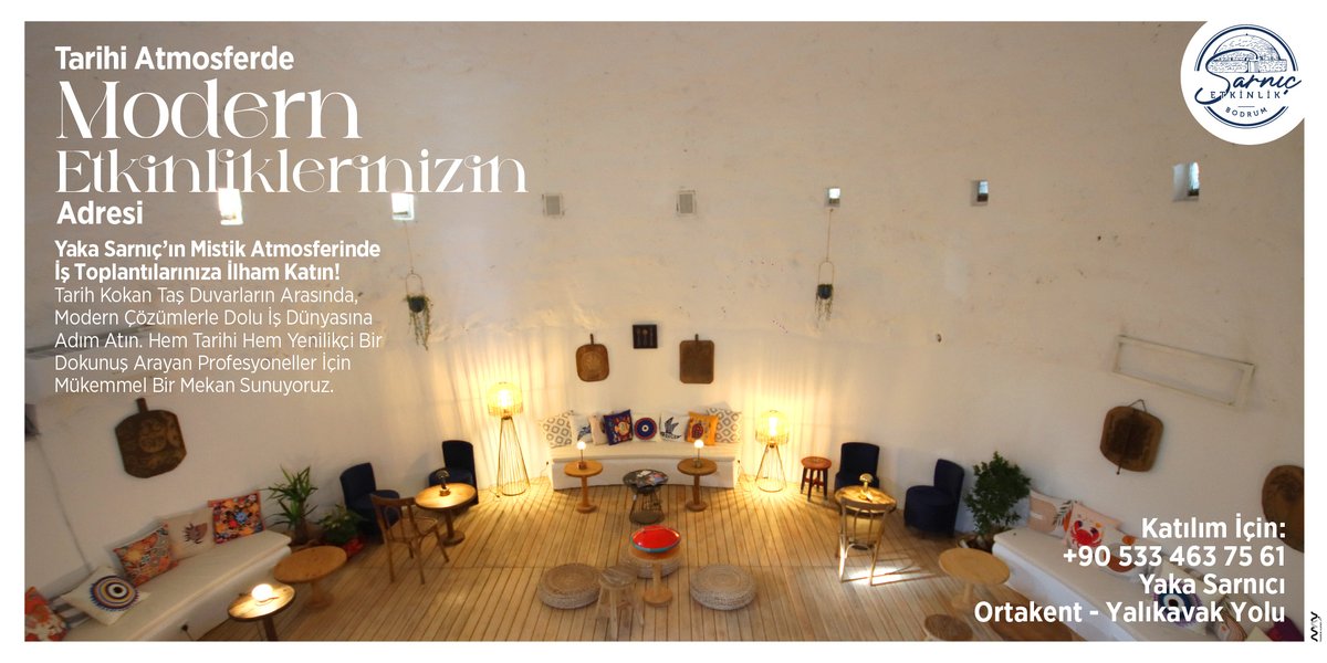 📞 Bilgi ve rezervasyon için DM’den ulaşabilirsiniz.

📲+90 533 463 75 61

#bodrum
#sarnıç
#YakaSarnıç
#sarnıçtaetkinlik
#kahve
#kahvedeneyimi
#tatlı
#toplantı
#iştoplantısı
#seminer
#Tarihveİş 
#ToplantıMekanları