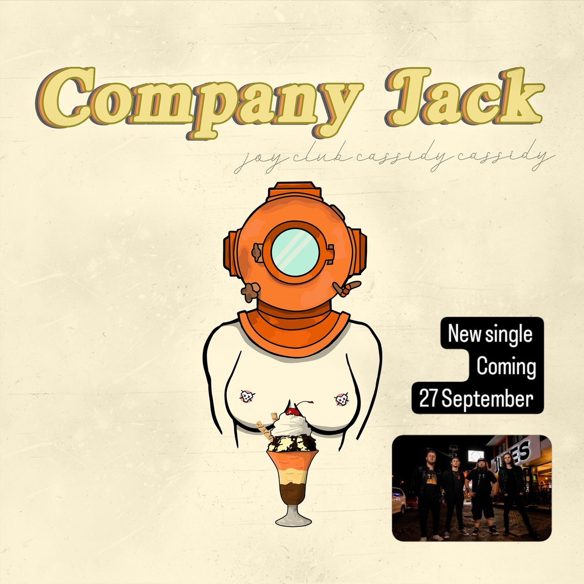 RockMusicSA's tweet photo. #NewRelease coming out for @joyclub_cassidycassidy on 27 September. 
#CompanyJack holds deep personal significance 5 the band as it addresses the topic of dementia.

Company Jack was mixed &amp; mastered by the renowned South African producer, #MatthewFink, from @AtomicStudios. https://t.co/9XbNiCMcHr