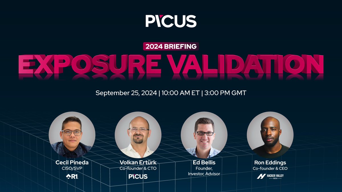 🎤 Don’t miss <a href="/volkanerturk/">Volkan Ertürk</a>, Cecil Pineda, <a href="/ebellis/">Ed Bellis</a> and <a href="/ronaldeddings/">Ron Eddings</a> from <a href="/TheHackerValley/">Hacker Valley Media</a> at the Exposure Validation Briefing. Learn how exposure validation transforms risk management strategies.

📅 September 25th, 10:00 AM ET

🔗 Register now: hubs.li/Q02NyNGK0