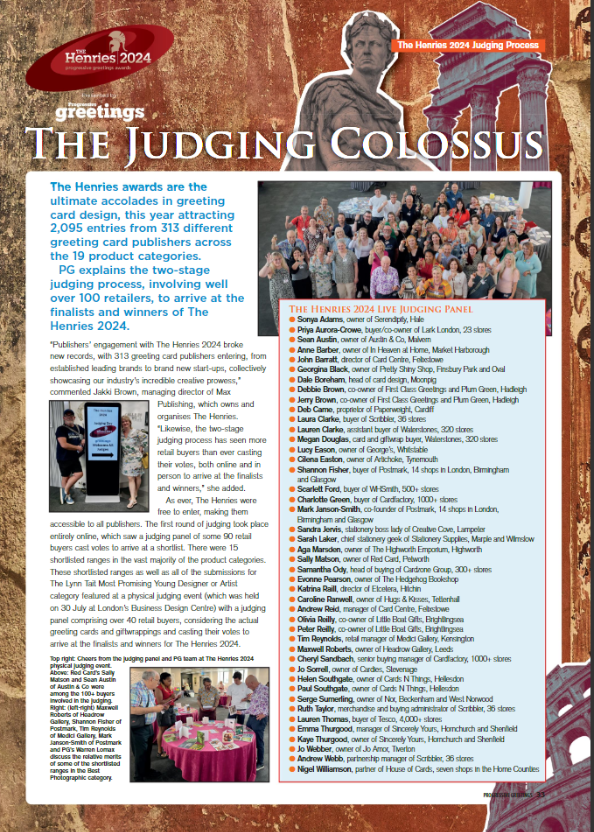 PGBuzz.net / Progressive Greetings (@prog_greetings) on Twitter photo #Henries2024 20+ pages all about #Henries2024 the greeting card awards-the judging process and all the nominees-link here for the full article:
bit.ly/4e7yLwS
#greetingcards #greetingcardawards #Henries2024
Thursday 3 October 2024 at <a href="/royallancaster/">Royal Lancaster London</a> London #Henries2024 20+ pages all about #Henries2024 the greeting card awards-the judging process and all the nominees-link here for the full article:
bit.ly/4e7yLwS
#greetingcards #greetingcardawards #Henries2024
Thursday 3 October 2024 at <a href="/royallancaster/">Royal Lancaster London</a> London