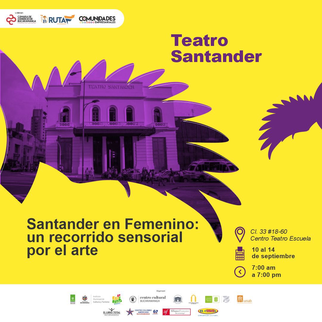 Descubre la fuerza creativa de las mujeres en Santander en Femenino, una exposición que te invita a un recorrido sensorial por el arte en el emblemático Teatro Santander.✨🎭

#SalasAbiertas2024 #Visitarte2024 #FeriaBonitaDeColombia