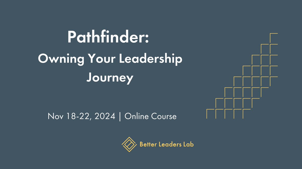 Pathfinder: Owning Your Leadership Journey is a weeklong immersive online course for emerging and accomplished leaders, helping you discover your unique strengths and values. Includes 1:1 career coaching with <a href="/Zielina/">Anita Zielina</a> <a href="/BetterLeaders_/">Better Leaders Lab</a> 🌟

👉🏻betterleaderslab.com/academy/pathfi…
