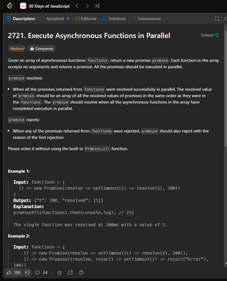 Undrrtd__'s tweet photo. Hello Developers,
🎉 Days 17 of the #30Days of JavaScript Challenge

Today's Challenge: "Execute Asynchronous Functions in Parallel"
🧩 Difficulty Level: Medium

Let's dive in and conquer this challenge! 💪✨ https://t.co/joWjYxXrvB