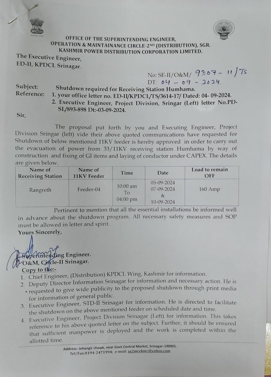kpdcloffice's tweet image. #Approved_Shutdown

Shutdown is approved as per the schedule for the #RDSS Works

Inconvenience to affected consumers is regretted.

@diprjk @mussarat_zia