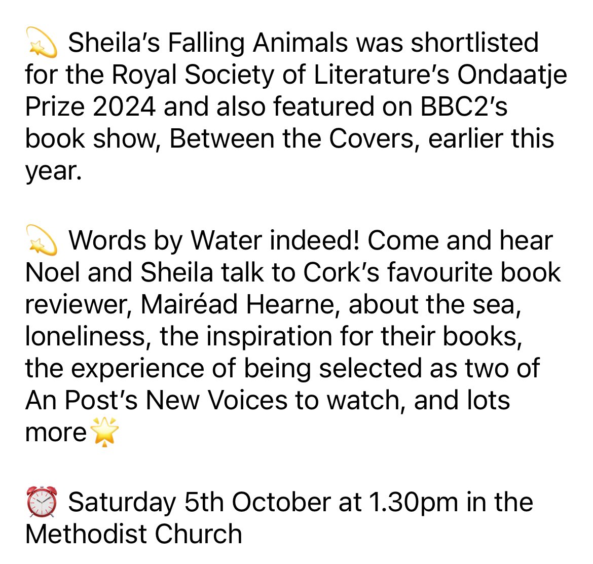 KinsaleLitFestival (@wordsbywater) on Twitter photo Mairéad Hearne will be chatting with two of A Post’s best new Irish Voices in Kinsale on Saturday 5th October book tickets at wordsbywater.ie
@Sheela_no_gig <a href="/swirlandthread/">Mᴀɪʀᴇ́ᴀᴅ Hᴇᴀʀɴᴇ 📚</a>
#noeloregan #wordsbywater #literaryfestivals Mairéad Hearne will be chatting with two of A Post’s best new Irish Voices in Kinsale on Saturday 5th October book tickets at wordsbywater.ie
@Sheela_no_gig <a href="/swirlandthread/">Mᴀɪʀᴇ́ᴀᴅ Hᴇᴀʀɴᴇ 📚</a>
#noeloregan #wordsbywater #literaryfestivals