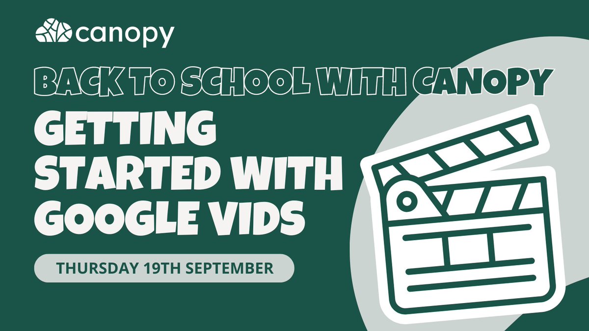 Canopy (@canopycic) on Twitter photo Back to school with Canopy! 👩🎓
Join us on Sept 19 for a FREE webinar on Google Vids, Google's newest education tool #GoogleEdu <a href="/GoogleForEdu/">Google for Education</a>
UK-focused event @ 4pm BST 👉 bit.ly/BTS-VIDS-UK
USA-focused event @ 4pm PT / 7pm ET 👉 bit.ly/BTS-VIDS-USA Back to school with Canopy! 👩🎓
Join us on Sept 19 for a FREE webinar on Google Vids, Google's newest education tool #GoogleEdu <a href="/GoogleForEdu/">Google for Education</a>
UK-focused event @ 4pm BST 👉 bit.ly/BTS-VIDS-UK
USA-focused event @ 4pm PT / 7pm ET 👉 bit.ly/BTS-VIDS-USA