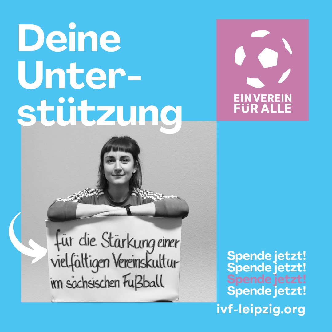 Unterstütze unser Engagement gegen Rechtsextremismus und Diskriminierung in Sachsen!

Durch die Wahlen und die daraus folgenden Ungewissheiten in Politik und Verwaltung, ist die finanzielle Förderung unserer Arbeit akut bedroht.
ivf-leipzig.org/spenden

#Fußball #Sachsen