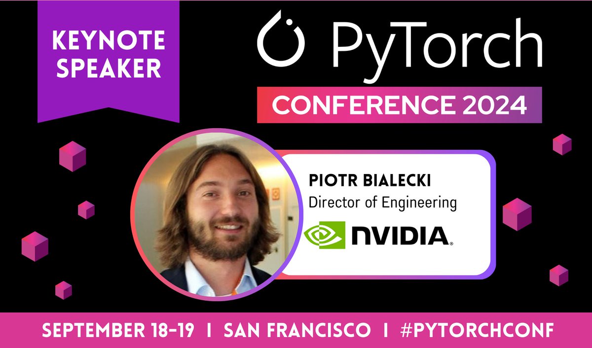 Are YOU ready?! <a href="/ptrblck_de/">ptrblck</a> of <a href="/NVIDIA/">NVIDIA</a> is taking the stage at #PyTorchConf 2024! Explore the list of keynote speakers: hubs.la/Q02NfCYY0. Register &amp; join us September 18-19 in San Francisco! hubs.la/Q02NfyxM0