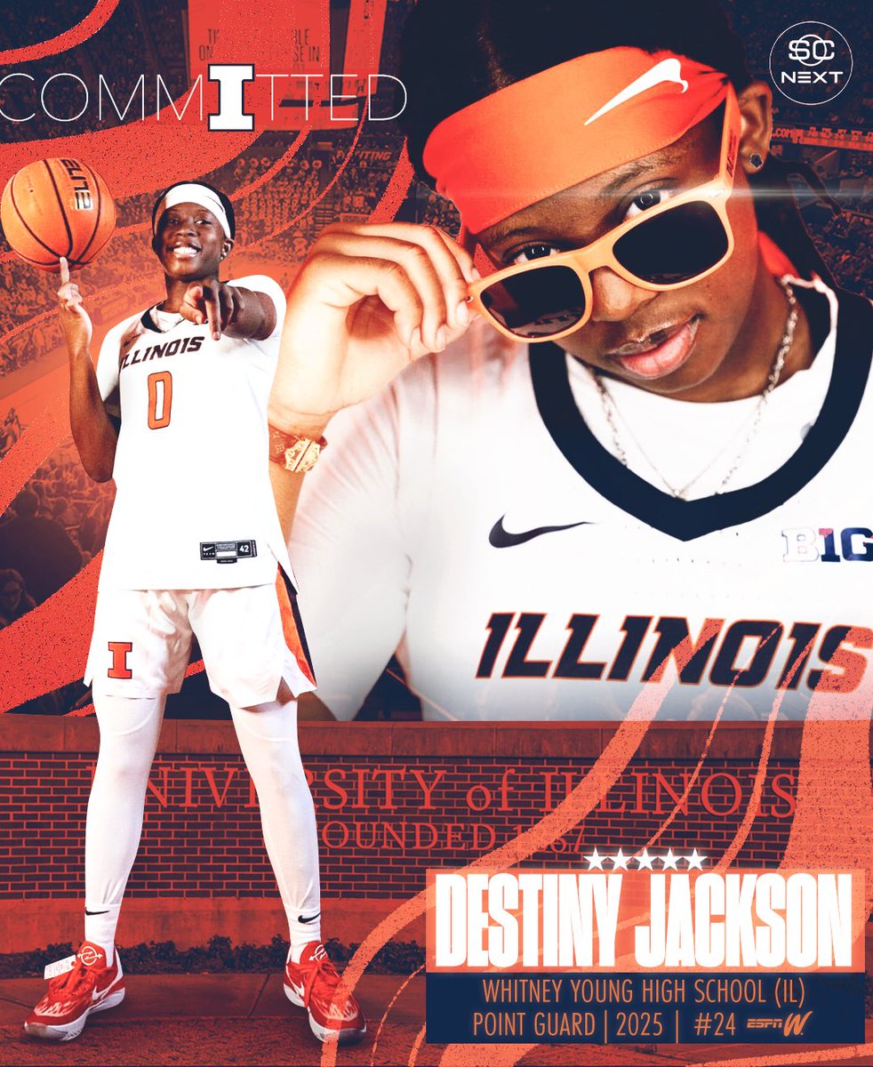 SportsCenter NEXT (@scnext) on Twitter photo 5⭐️ Destiny Jackson (no. 24 espnW 100) has committed to Illinois!
<a href="/JacksonDestoo/">Destiny Jackson</a> | <a href="/IlliniWBB/">Illinois Women's Basketball</a> 5⭐️ Destiny Jackson (no. 24 espnW 100) has committed to Illinois!
<a href="/JacksonDestoo/">Destiny Jackson</a> | <a href="/IlliniWBB/">Illinois Women's Basketball</a>