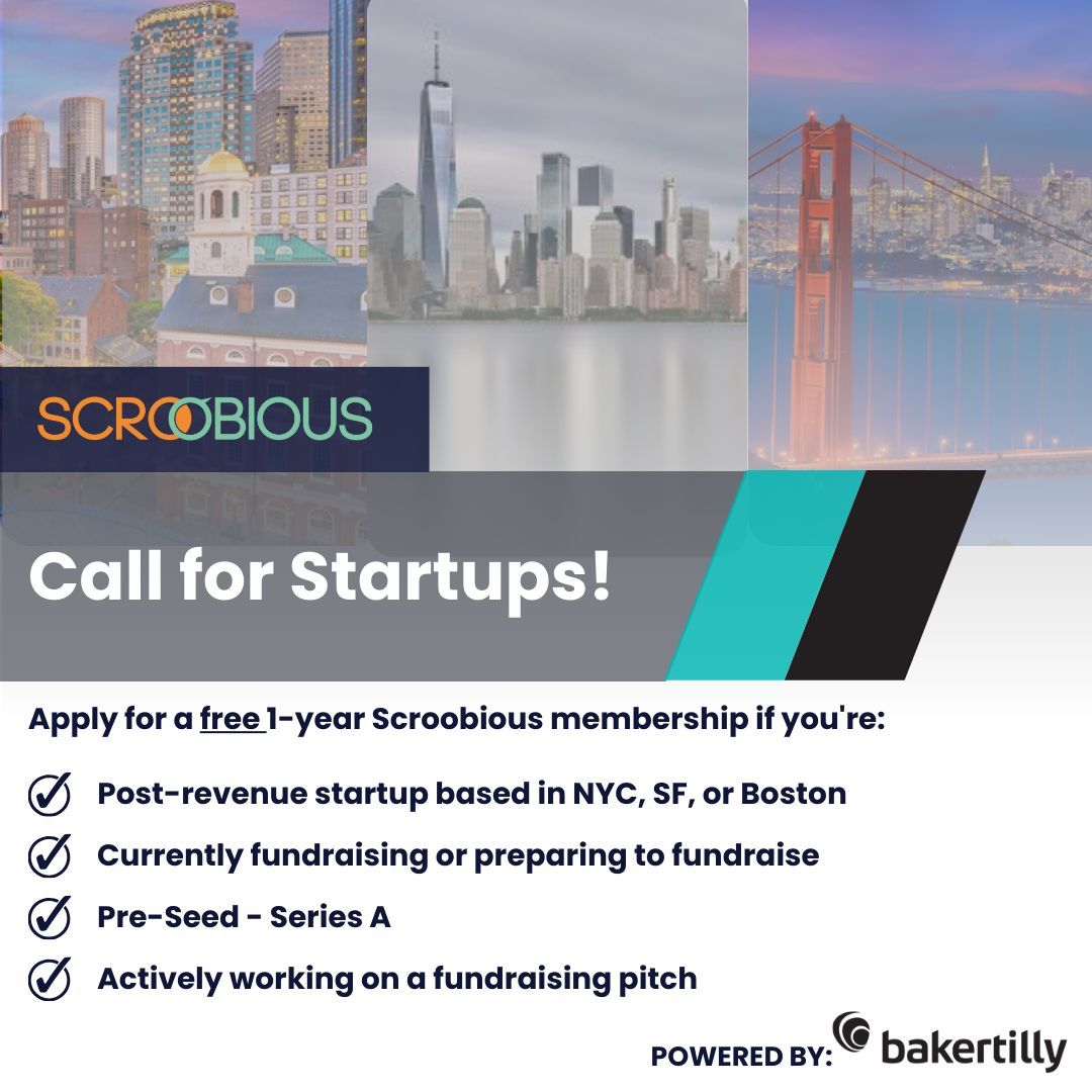 ScroobiousInc (@scroobiousinc) on Twitter photo We're so excited to welcome <a href="/BakerTillyUS/">Baker Tilly US</a> as a sponsor! Committed to helping innovative companies grow, they are gifting 10 founders with Scroobious memberships. Founders must be post-revenue & located in NYC, SF, or BOS. Apply by 9/17 to be considered: buff.ly/3MyocHq We're so excited to welcome <a href="/BakerTillyUS/">Baker Tilly US</a> as a sponsor! Committed to helping innovative companies grow, they are gifting 10 founders with Scroobious memberships. Founders must be post-revenue & located in NYC, SF, or BOS. Apply by 9/17 to be considered: buff.ly/3MyocHq