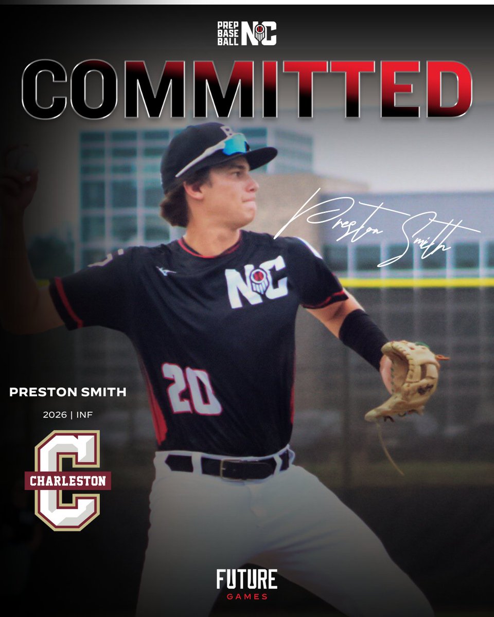 Prep Baseball North Carolina (@prepbaseballnc) on Twitter photo 💯2026 INF Preston Smith ➡️ College of Charleston
Following an impressive week at the 2024 Prep Baseball Future Games with #TeamNC, Smith makes his choice. Congrats Preston!
#PBFG24 | @PrepBaseball | <a href="/ShooterHunt/">Shooter Hunt</a> | <a href="/P_Smith2026/">Preston Smith</a> | <a href="/cltbsblacademy/">CBA BASEBALL ORGANIZATION</a> | @hoggardbaseball 💯2026 INF Preston Smith ➡️ College of Charleston
Following an impressive week at the 2024 Prep Baseball Future Games with #TeamNC, Smith makes his choice. Congrats Preston!
#PBFG24 | @PrepBaseball | <a href="/ShooterHunt/">Shooter Hunt</a> | <a href="/P_Smith2026/">Preston Smith</a> | <a href="/cltbsblacademy/">CBA BASEBALL ORGANIZATION</a> | @hoggardbaseball
