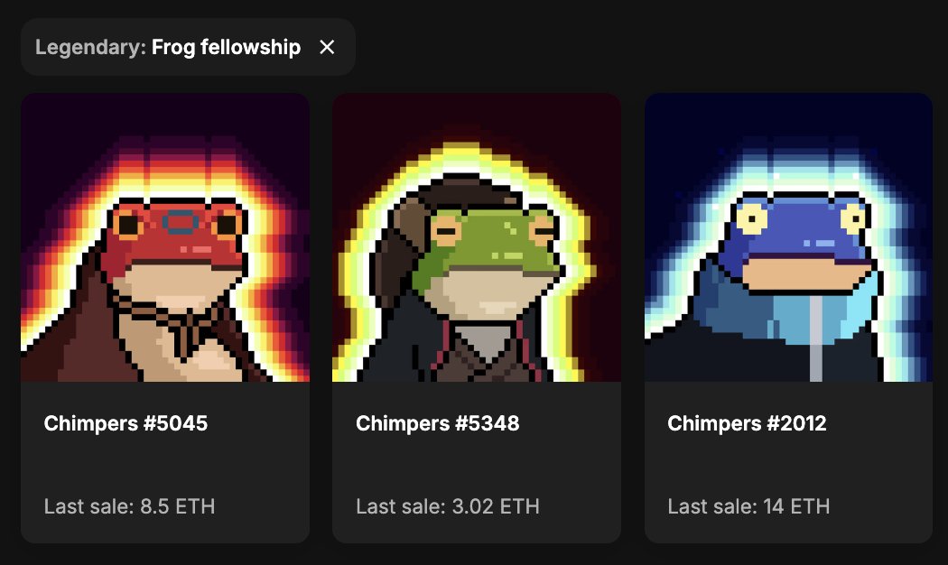 The 3 frogs from the Frog Fellowship in the Chimpers collection have been collected and reunited by <a href="/ONEOFF420/">EA</a> 🐵🗝️

This has summoned the 1/1 Trippy Trifecta Toad ‼️✨👀