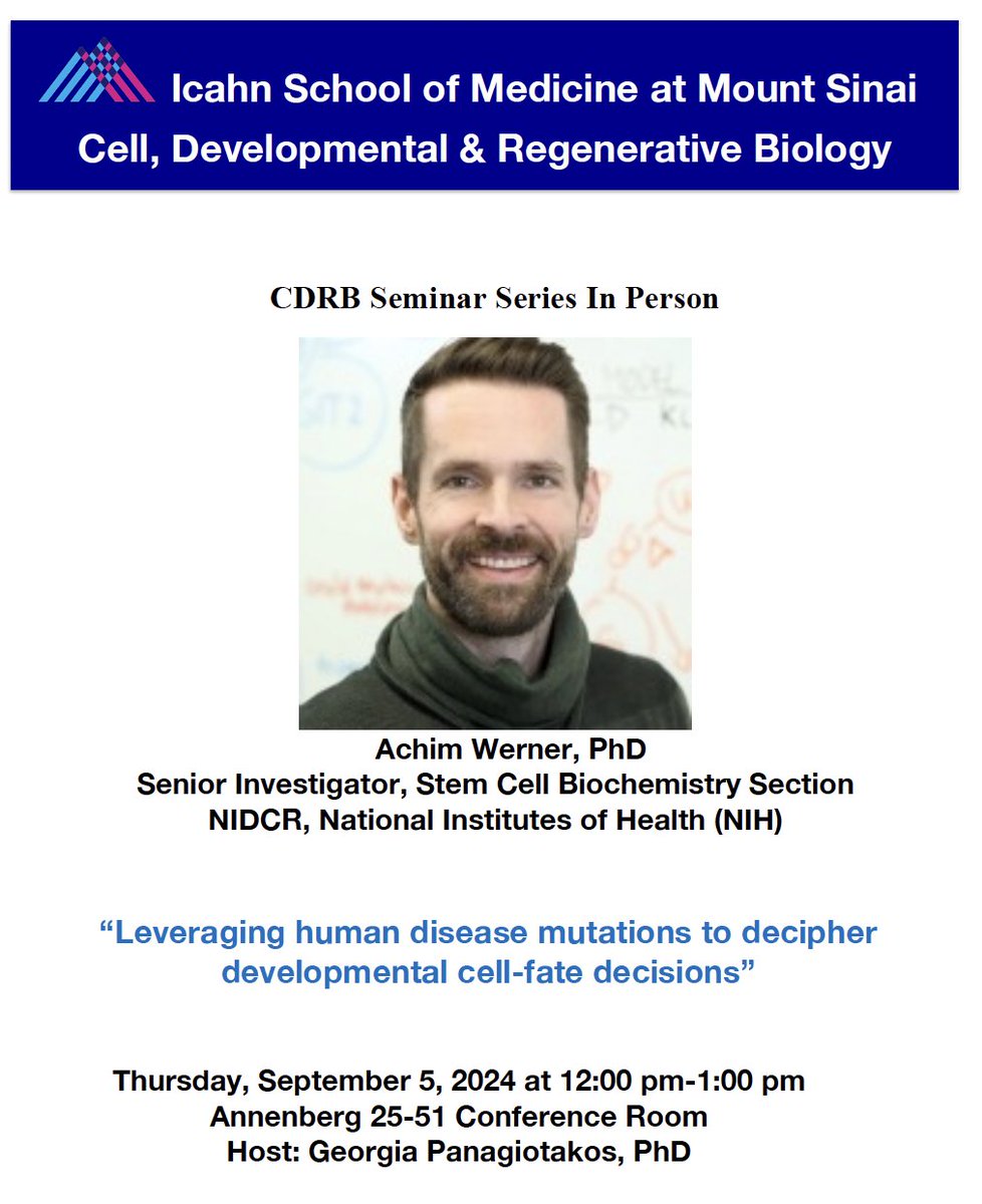 So delighted to host <a href="/werner_achim/">Achim Werner</a> today <a href="/CDRBSinai/">CDRB Mount Sinai</a> <a href="/IcahnMountSinai/">Icahn School of Medicine at Mount Sinai</a>!