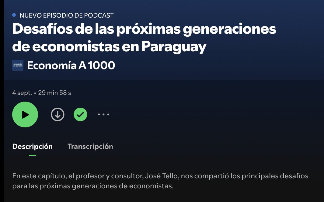 José Carlos Tello (@joctello) on Twitter photo 🇵🇾👋🏽Comparto mi reciente participación en el programa Economía A 1000 de 📻<a href="/1000_am/">Radio 1000 AM</a> (30 agosto)👇🏽
open.spotify.com/episode/5EkpVc… 🇵🇾👋🏽Comparto mi reciente participación en el programa Economía A 1000 de 📻<a href="/1000_am/">Radio 1000 AM</a> (30 agosto)👇🏽
open.spotify.com/episode/5EkpVc…