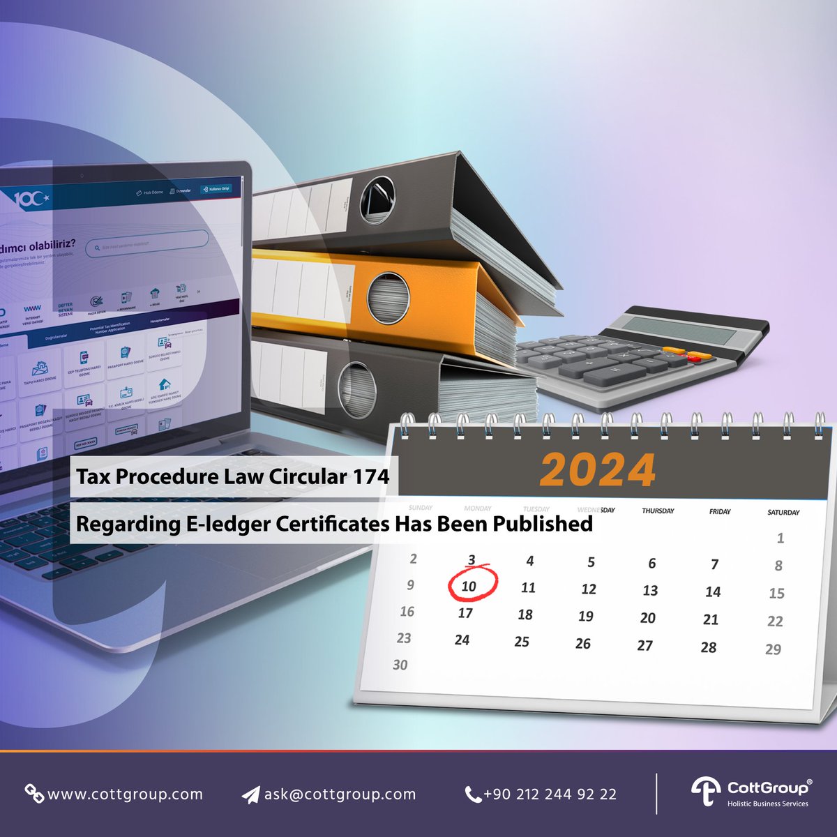 CottGroup's tweet image. Tax Procedure Law Circular 174 Regarding E-ledger Certificates Has Been Published
Click for further details: bit.ly/47h3uWa

#taxprocedurelaw #electronicledger #eledger #consultancy #CottGroup