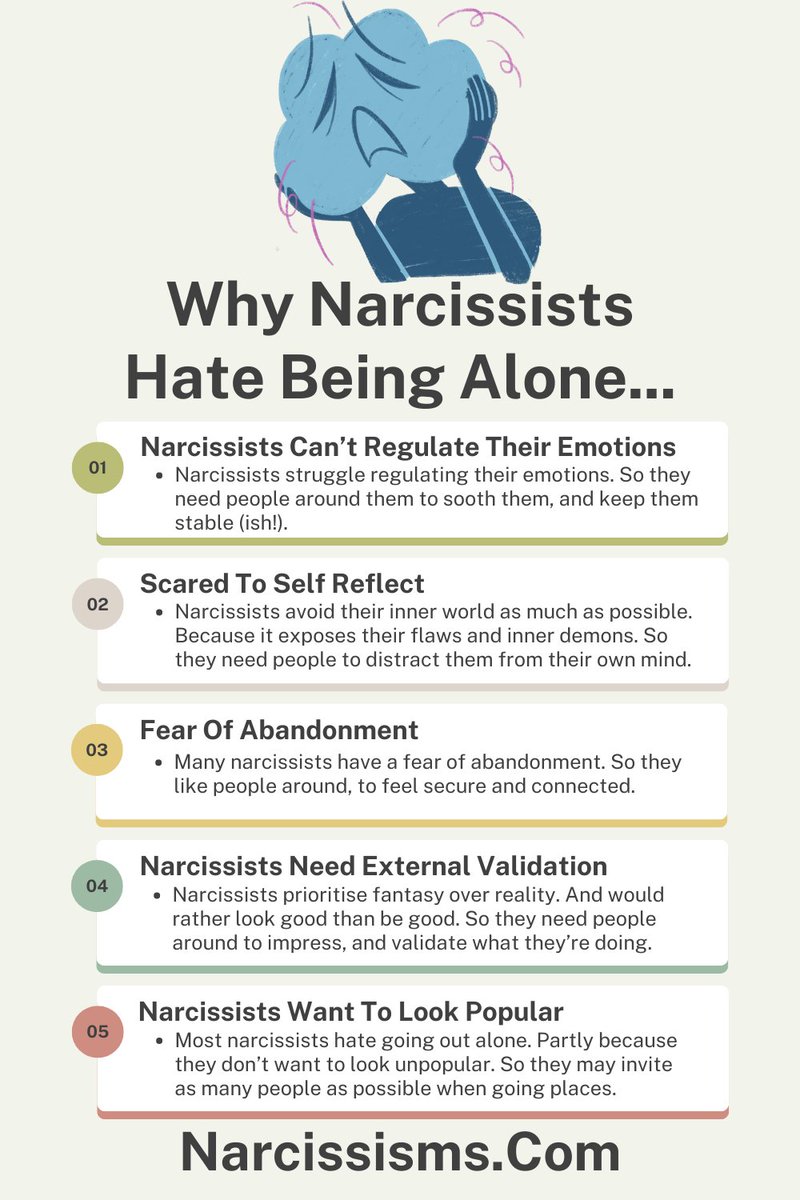 JonRhodesUK's tweet image. Did your narcissist hate being alone?

#narcissist #narcissistrelationship #externalvalidation #fearofabandonment