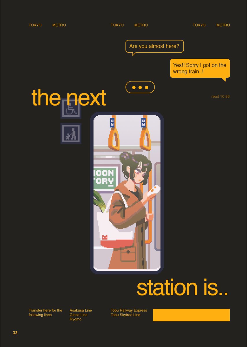 "The next station is.."🏃‍♂️💨🎶
A short series about everyday happenings on trains.
#pixelart #ドット絵