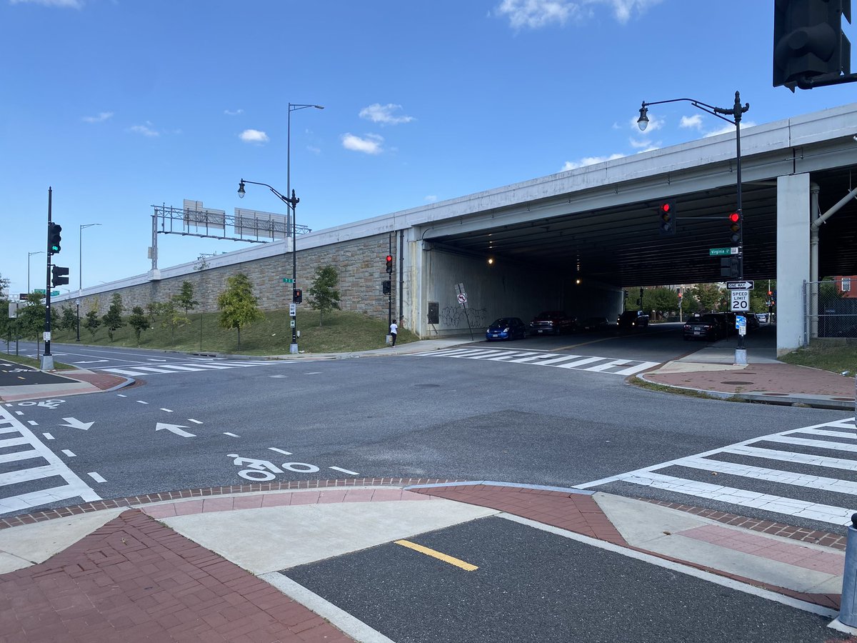 This is supposedly a triangle park on my DC park map. I think when they built I-695 some little parks were collateral damage, but they still appear on some maps.