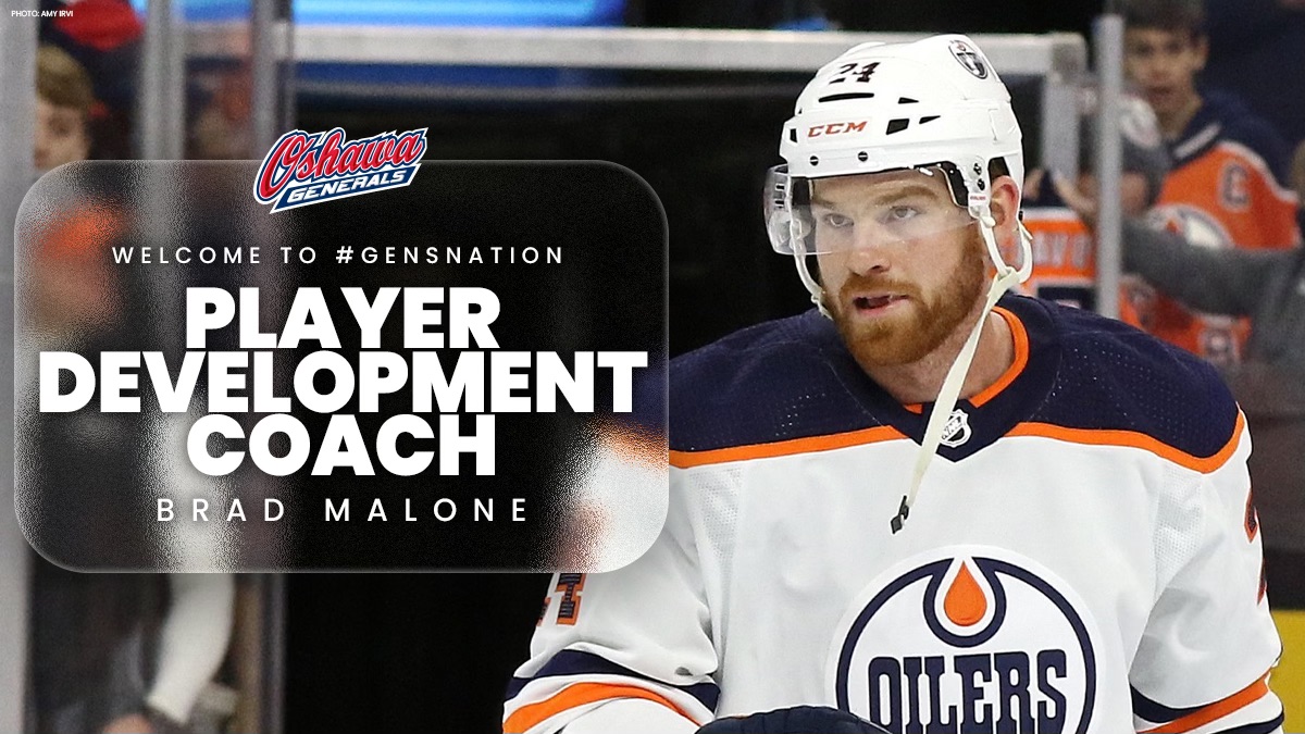 The Oshawa Generals welcome Brad Malone as our Player Development Coach.

Welcome to #GensNation, Brad!

MORE | ow.ly/Cazy50TgvuH