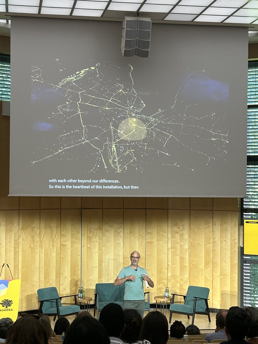 An incredible talk by <a href="/Dan_Acher/">Dan Acher</a> at <a href="/Ashoka/">Ashoka</a> #ChangeMakerSummit about their amazing art installation ‘Breathe’ connecting people &amp; cities in a fast paced and increasingly divided world through light domes pulsating to the rhythm of our breath. Beautiful. Breathe-now.com