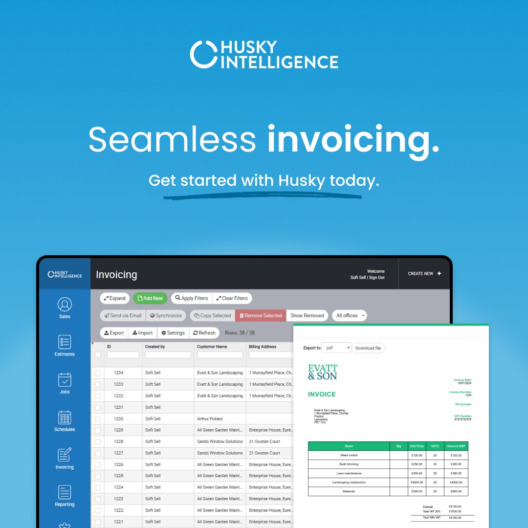 Husky_EN's tweet image. Say  hello to one-click invoicing with Husky Intelligence! Job Completed? Invoicing for it in seconds.

😄💸 Our seamless process and easy integration with your accounting package will make your team smile with joy. 

#OneClickInvoicing #HuskyIntelligence #ImprovedCashflow