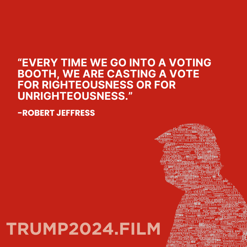 Trump2024Film's tweet photo. Choose righteousness.