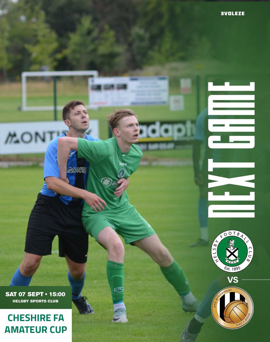 Helsby Football Club (@helsbyfc) on Twitter photo WE’RE UP FOR THE CUP!! 🏆
🟢 <a href="/HelsbyFC/">Helsby Football Club</a> Firsts take a break from league action on Saturday, as we entertain <a href="/AFC_Stockport/">AFC Stockport</a> SATS from the Lancashire & Cheshire League in the <a href="/Cheshire_FA/">Cheshire Football Association</a> Amateur Cup
🕰️ 3.00pm kick-off
📍 <a href="/HelsbySports/">Helsby Sports Club</a> WA6 0FX
👏 Get down and support the lads WE’RE UP FOR THE CUP!! 🏆
🟢 <a href="/HelsbyFC/">Helsby Football Club</a> Firsts take a break from league action on Saturday, as we entertain <a href="/AFC_Stockport/">AFC Stockport</a> SATS from the Lancashire & Cheshire League in the <a href="/Cheshire_FA/">Cheshire Football Association</a> Amateur Cup
🕰️ 3.00pm kick-off
📍 <a href="/HelsbySports/">Helsby Sports Club</a> WA6 0FX
👏 Get down and support the lads