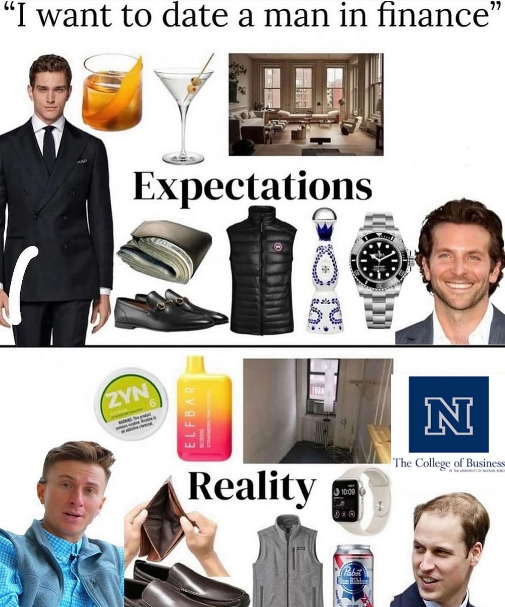 Nevada_Chicks's tweet image. I want to date a man in finance expectation vs reality #lookingforamaninfinance