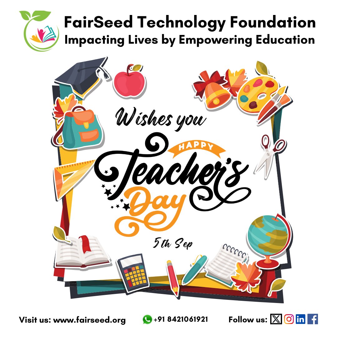 Happy Teachers' Day from FairSeed! Today we celebrate the educators who inspire, empower, and shape the future. Let's continue to support teachers and ensure every child has access to quality education. 📚 

#TeachersDay #FairSeed #SupportEducation #ThankYouTeachers