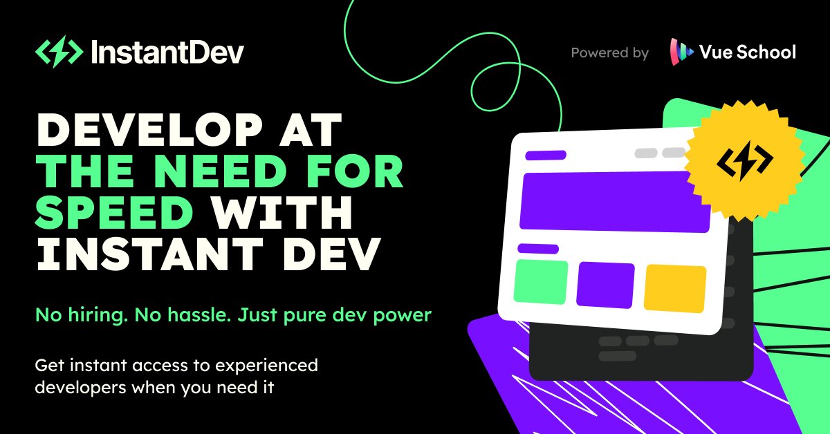 Vue School (@vueschool_io) on Twitter photo Is your dev team drowning in backlogs? π Meet <a href="/InstantDev_/">InstantDev</a>, the game-changing SDaaS solution that gives you instant access to experienced Vue.js devs & more.
No hiring headaches, just results. π
Explore more & join the waitlist today!π
instantdev.io
#InstantDev Is your dev team drowning in backlogs? π Meet <a href="/InstantDev_/">InstantDev</a>, the game-changing SDaaS solution that gives you instant access to experienced Vue.js devs & more.
No hiring headaches, just results. π
Explore more & join the waitlist today!π
instantdev.io
#InstantDev