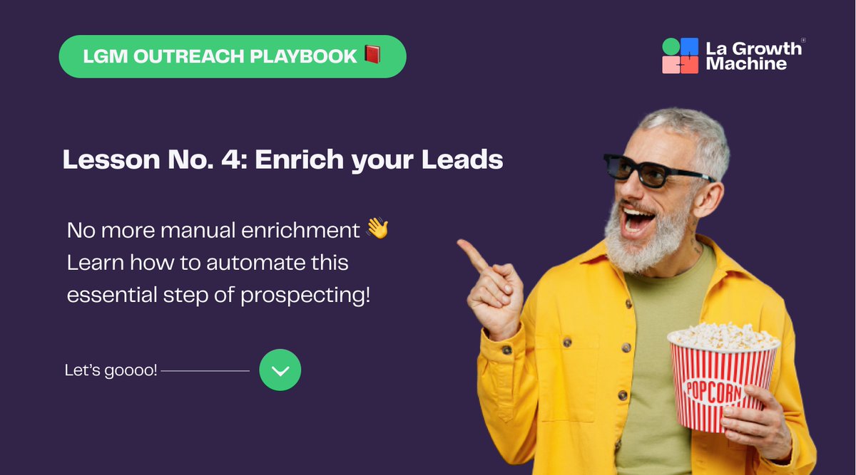 Data Enrichment: the key to top-notch segmentation.

Every successful prospecting strategy is based on: 
👉 Hyper-personalized campaigns 
👉 Multichannel approaches

Don't miss the LGM Outreach Playbook 👉 lgm.rocks/cs5

#outbound #salestips #salesautomation
