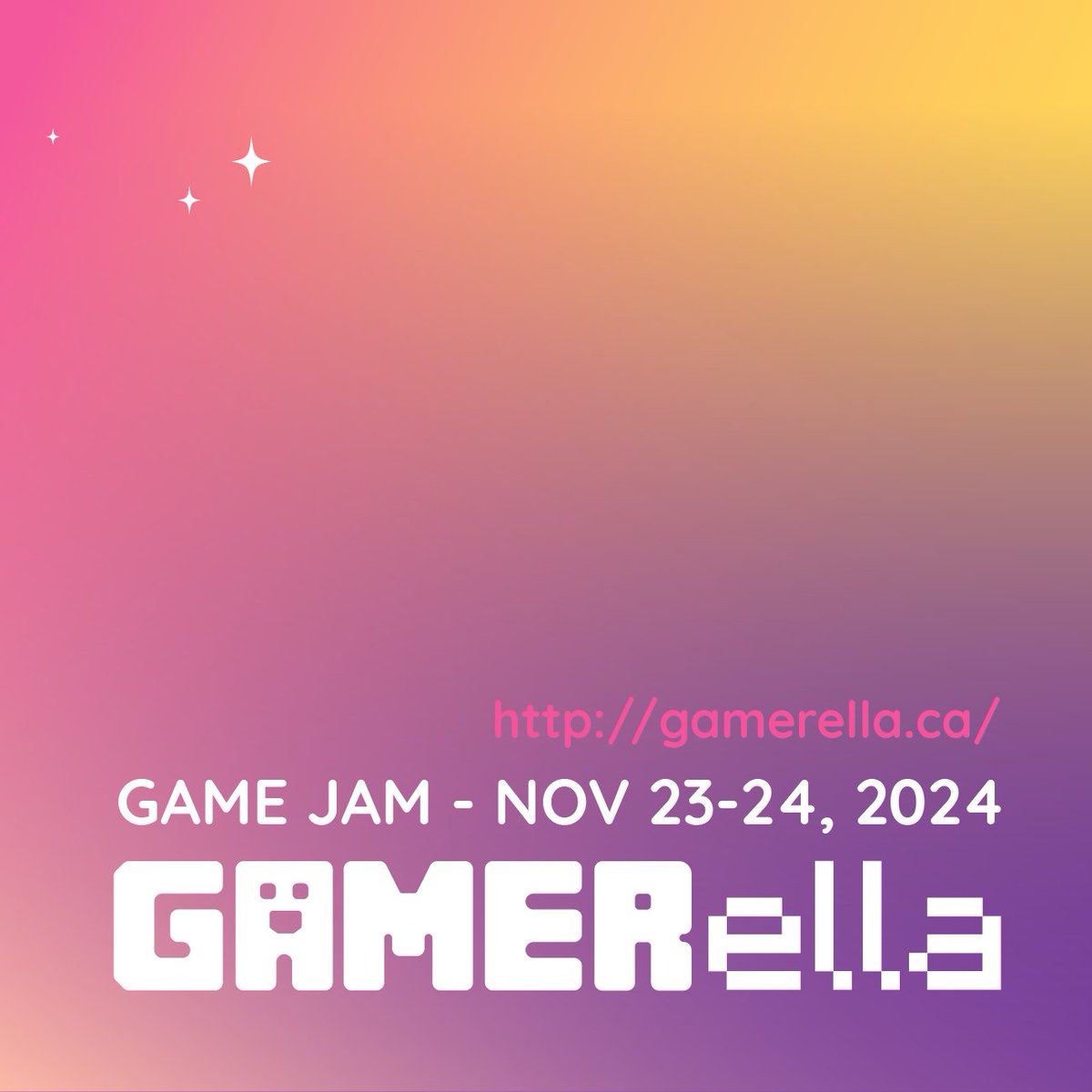 GAMERella 2024 coming in November!!! ARE YOU AS EXCITED AS US? Can't wait to make new friends and new games together 🎮💖

Signup coming soon!

#gamejam #indiedev #gamedev #lgbt #bipoc #neurodivergent #friendly
#fun #videogames