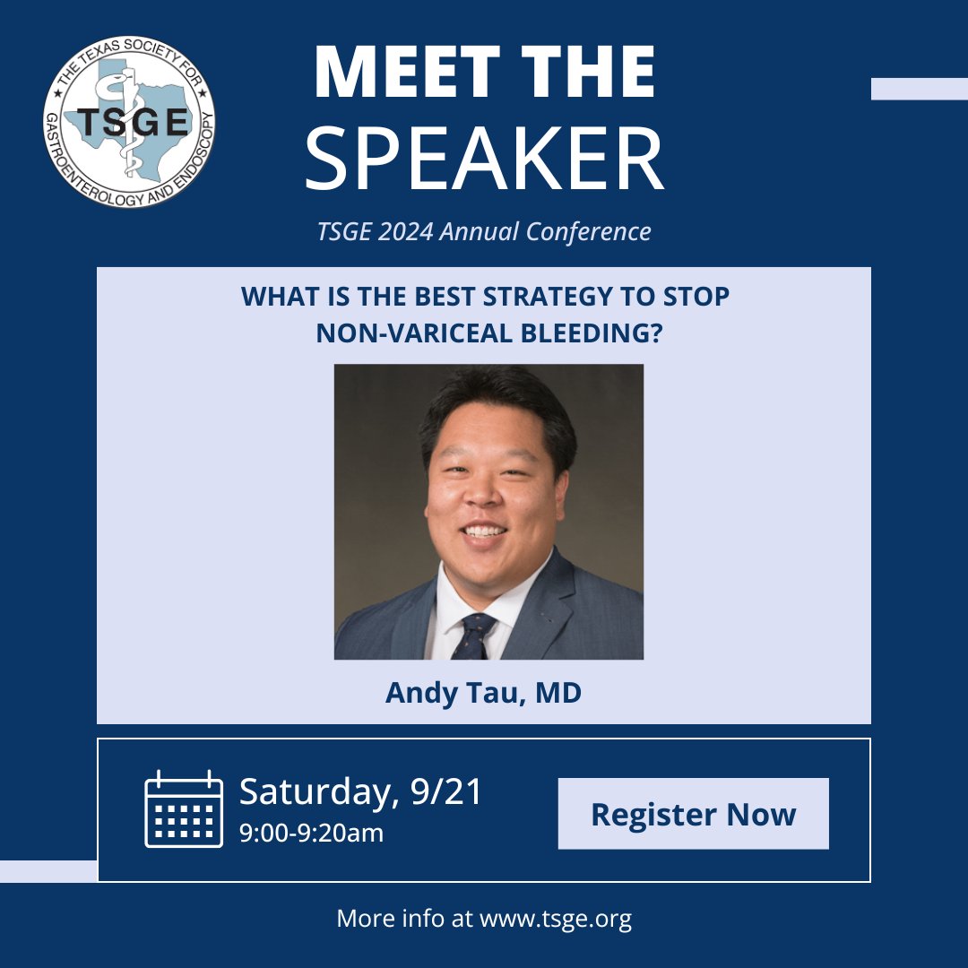 TexasGastros's tweet photo. #TSGE2024 is coming up! We'll kick off the conference with the Upper GI sessions moderated by @hgagneja on Saturday (9/21). Check out the lineup. 👇

Online registration closes on 9/12! Sign up here: https://t.co/rUoR9oGf2F https://t.co/DucJt7SP2i
