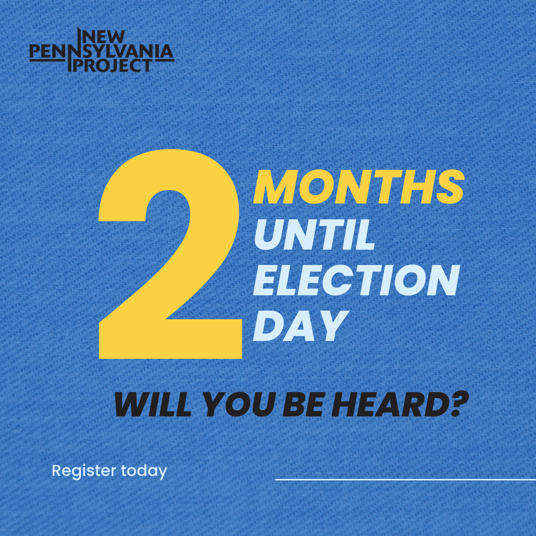 NewPennsylvania's tweet photo. We're 2 months away from Election Day!
Will you be heard? Register to vote today: https://t.co/C1qGDuyRCI

#WhenWeVoteWeWin
#America #VoteInOrOut #PresidentialElection #GoVote #IVote https://t.co/JLv0lPq7fN