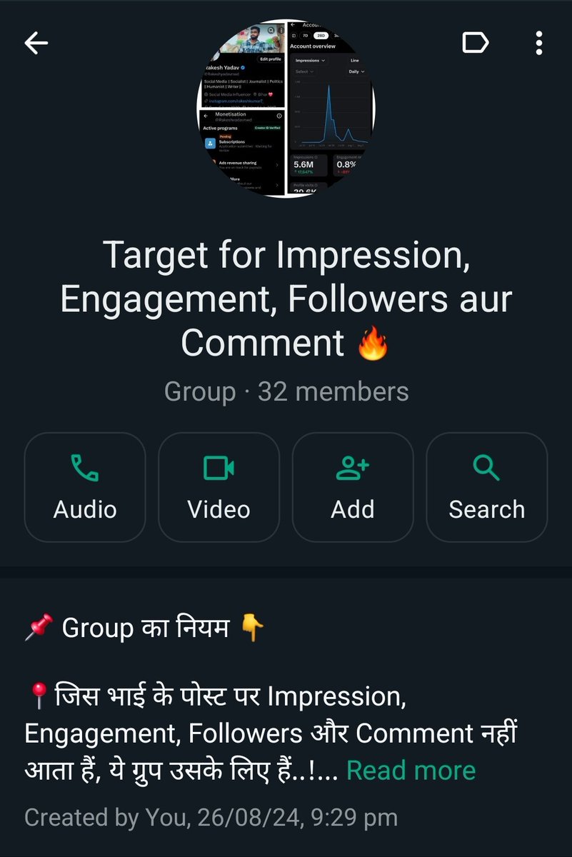 Rakesh Yadav (@rakeshyadavnwd) on Twitter photo ЁЯУНрдЬрд┐рд╕ рднрд╛рдИ рдХреЗ рдкреЛрд╕реНрдЯ рдкрд░ Impression, Engagement, Followers рдФрд░ Comment рдирд╣реАрдВ рдЖрддрд╛ рд╣реИрдВ, рдпреЗ рдЧреНрд░реБрдк рдЙрд╕рдХреЗ рд▓рд┐рдП рд╣реИрдВ..!
рдЗрд╕ рдЧреНрд░реБрдк рдореЗрдВ рдорд╛рддреНрд░ 50 рд▓реЛрдЧ рдЬреЛрдбрд╝рдирд╛ рд╣реИрдВ, рд╕реАрдЯ рд▓рд┐рдорд┐рдЯ рд╣реИрдВ, рдЬрд┐рд╕рдХреЛ рдЬреБрдбрд╝рдирд╛ рд╣реИрдВ рдХрдореЗрдВрдЯ рдХрд┐рдЬрд┐рдП, рдХрдореЗрдВрдЯ рдХреЗ рдорд╛рдзреНрдпрдо рд╕реЗ рдЬреЛрдбрд╝рд╛ рдЬрд╛рдпреЗрдЧрд╛ред
ЁЯФ┤ рдореИрдВрдиреЗ рдПрдХ рдЧреНрд░реБрдк рдмрдирд╛рдП рд╣реИрдВ, рдЗрд╕ рдЧреНрд░реБрдк рд╕реЗ рд▓реЛрдЧреЛрдВ рдХрд┐ ЁЯУНрдЬрд┐рд╕ рднрд╛рдИ рдХреЗ рдкреЛрд╕реНрдЯ рдкрд░ Impression, Engagement, Followers рдФрд░ Comment рдирд╣реАрдВ рдЖрддрд╛ рд╣реИрдВ, рдпреЗ рдЧреНрд░реБрдк рдЙрд╕рдХреЗ рд▓рд┐рдП рд╣реИрдВ..!
рдЗрд╕ рдЧреНрд░реБрдк рдореЗрдВ рдорд╛рддреНрд░ 50 рд▓реЛрдЧ рдЬреЛрдбрд╝рдирд╛ рд╣реИрдВ, рд╕реАрдЯ рд▓рд┐рдорд┐рдЯ рд╣реИрдВ, рдЬрд┐рд╕рдХреЛ рдЬреБрдбрд╝рдирд╛ рд╣реИрдВ рдХрдореЗрдВрдЯ рдХрд┐рдЬрд┐рдП, рдХрдореЗрдВрдЯ рдХреЗ рдорд╛рдзреНрдпрдо рд╕реЗ рдЬреЛрдбрд╝рд╛ рдЬрд╛рдпреЗрдЧрд╛ред
ЁЯФ┤ рдореИрдВрдиреЗ рдПрдХ рдЧреНрд░реБрдк рдмрдирд╛рдП рд╣реИрдВ, рдЗрд╕ рдЧреНрд░реБрдк рд╕реЗ рд▓реЛрдЧреЛрдВ рдХрд┐