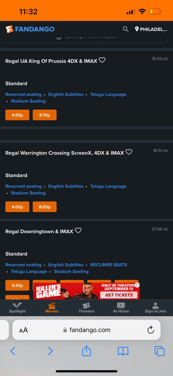 #DevaraUSA
REGAL Philadelphia few locations opened

Regal UA king of Prussia 
Regal Warrington crossing Screen X
Regal downingtown

<a href="/tarak9999/">Jr NTR</a> @devaramovie