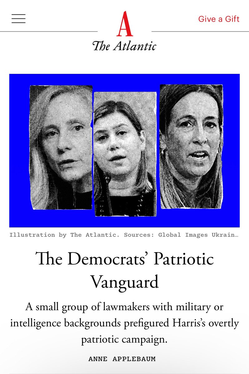 Sean Higgins (@smhigg) on Twitter photo As seen in <a href="/TheAtlantic/">The Atlantic</a> today, by the one and only <a href="/anneapplebaum/">Anne Applebaum</a>:
The Democrats’ Patriotic Vanguard <a href="/MikieSherrill/">Mikie Sherrill</a> <a href="/SpanbergerForVA/">Abigail Spanberger</a> <a href="/ElissaSlotkin/">Elissa Slotkin</a> As seen in <a href="/TheAtlantic/">The Atlantic</a> today, by the one and only <a href="/anneapplebaum/">Anne Applebaum</a>:
The Democrats’ Patriotic Vanguard <a href="/MikieSherrill/">Mikie Sherrill</a> <a href="/SpanbergerForVA/">Abigail Spanberger</a> <a href="/ElissaSlotkin/">Elissa Slotkin</a>