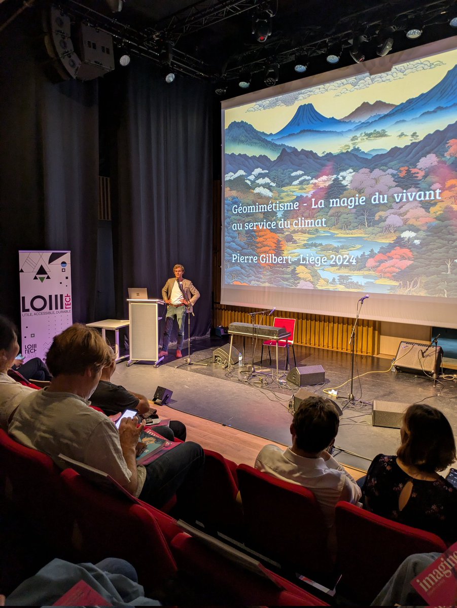 Conférence très enrichissante et pleine de pistes de réflexion sur le Géomimétisme par <a href="/_PierreGilbert/">Pierre Gilbert</a> dans le cadre du lancement de la 2ème édition du Festival #LowTechLiège 🌿🌱