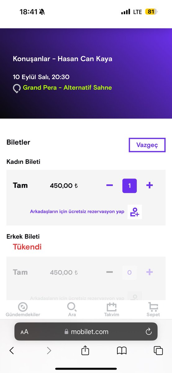 berat_gltekin58's tweet photo. @KonusanlarResmi Kadın bileti var gine yetişemedik https://t.co/x5H78H2270