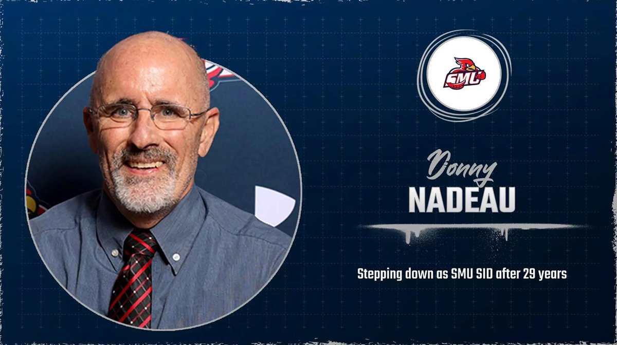 CollSportsComm's tweet photo. After 29 years of service, @SMUMNAthletics's Donny Nadeau (@DonnyNadeau) stepped down as the Cardinals SID. Nadeau has received a number of CSC creative awards for his writing.

Retirement announcement: https://t.co/lYB2EGG2nn

@MIACathletics Distinguished Service Award: https://t.co/wd2eAhImgD