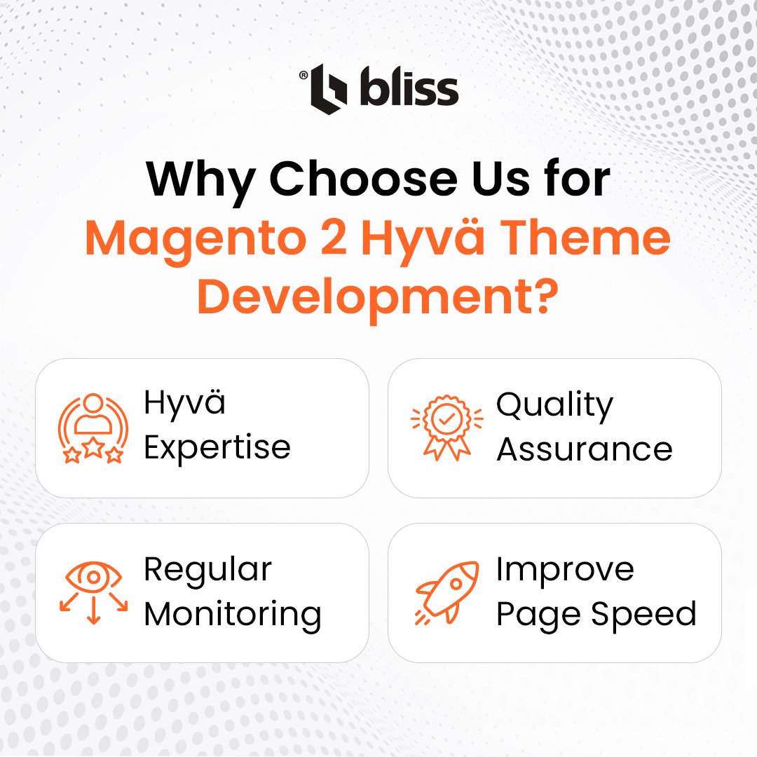 blisswebsolutio's tweet image. Our Magento 2 Hyvä Theme Development ensures faster page loads, regular monitoring, and quality at every step.Let's build something exceptional! 🚀 
#HyvaTheme #MagentoExperts #WebPerformance #Blisswebsolution #EcommerceSolutions #WebDesign #TechExperts #PageSpeedOptimization