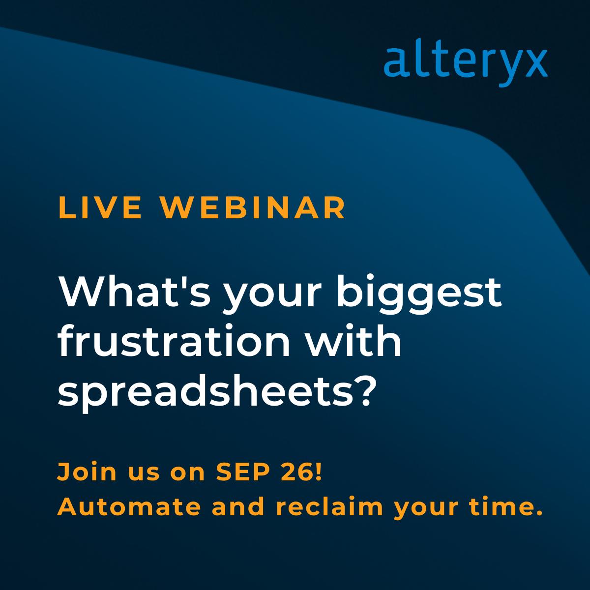 Kramer_Dave's tweet image. What&apos;s your biggest frustration with #spreadsheets? 😩 Is it endless data cleanup, messy formulas, or just too much time spent on repetitive tasks? 

Join our #LiveWebinar on Sep 26 to learn about #AnalyticsAutomation and reclaim your time!

👉 ow.ly/mpBT30sGcC3